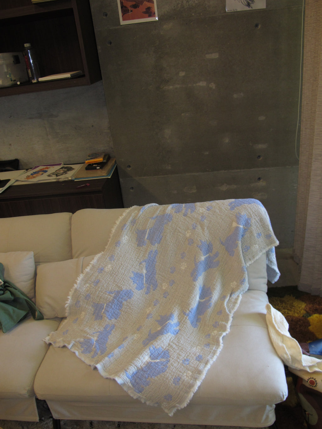 アニマルタオル　犬　cream/blue